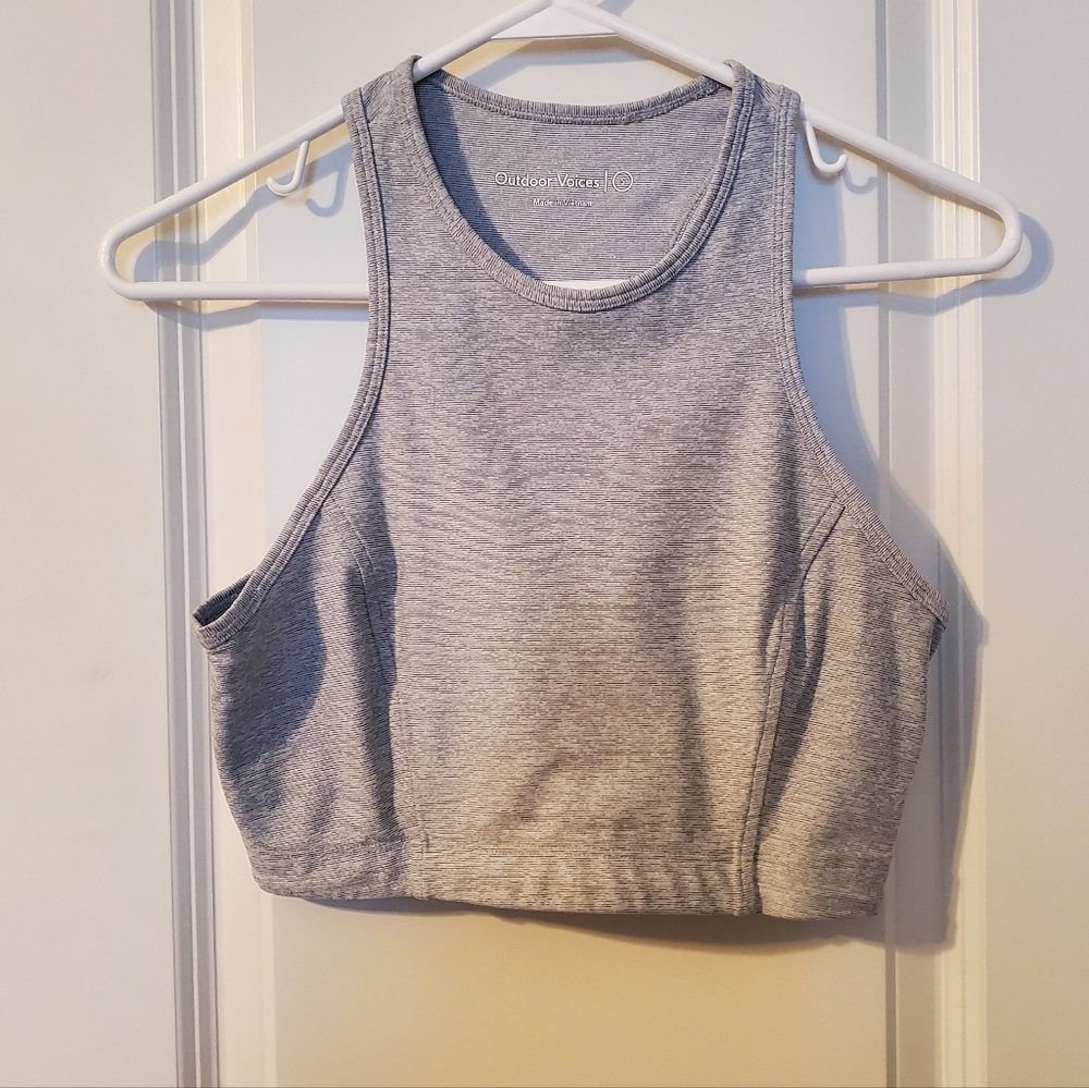 Outdoor Voices Athena Crop Top Heathered Grey Sports Bra
